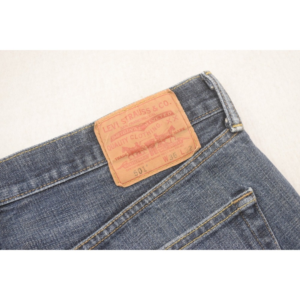 Levi's 501 XX Button Fly Straight Leg Denim Blue Jeans Mens Size 36* x 30**